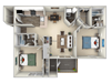 Asten Saratoga Square 2 bedroom 2 bath furnished floor plan apartment in Springfield VA Asten Saratoga Square 2 bedroom 2 bath furnished floor plan apartment in Springfield VA at Saratoga Square, Springfield, Virginia