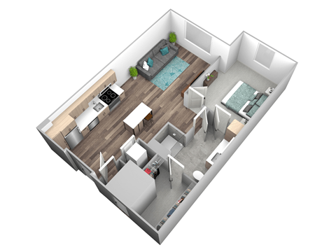 bedroom floor plan an in 3d