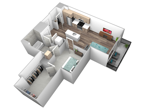 bedroom floor plan an in 3d