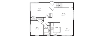 2 Beds 910 sq ft Floor plan at Park Georgetown, VA