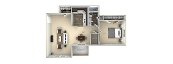 735 Square-Feet Boxwood Tuscarora Creek  1 bedroom 1 bath furnished floor plan apartment in Leesburg VA