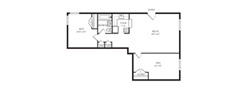 1 Bed 910 sq ft Floor plan at Park Georgetown, VA