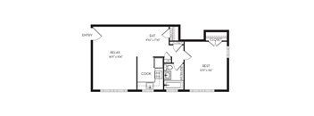1 Bed 1 Bath Floor Plan at Park Georgetown, Virginia