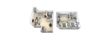 Buchanan Barrington Park 2 bedroom 2 and a half baths floor plan apartment at Barrington Park Apartments, Manassas, VA