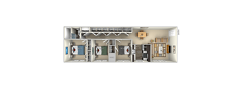 1035 Square-Feet 3 bedroom 1 bath unfurnished floor plan at Dulles Glen, Herndon, Virginia