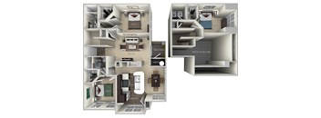 1436 Square-Feet The Cedar Broadlands 3 bedroom 2 bath unfurnished floor plan at Broadlands, Ashburn, VA