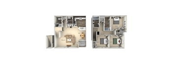 Cedar Town Home Woodland Park 3 bedroom 2.5 bath furnished floor plan apartment in Herndon VA