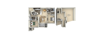 Chestnut Woodland Park 2 bedroom 2 bath furnished floor plan apartment in Herndon VA