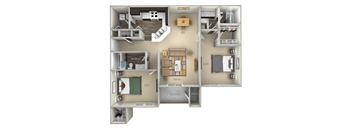 Chestnut Woodland Park 2 bedroom 2 bath furnished floor plan apartment in Herndon VA