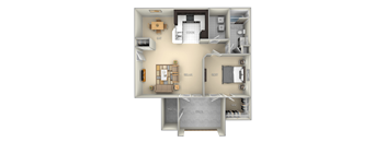 Cove Village on the Lake 1 bedroom 1 bath furnished floor plan apartment in Spring Lake NC