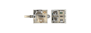Cypress Town Home Woodland Park 2 bedroom 2 bath furnished floor plan apartment in Herndon VA