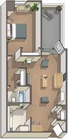 1 Bedroom 1 Bath Floor Plan 1 Bedroom 1 Bath Floor Plan at Park Meridian, WA