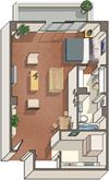 Studio 1 bathroom Floor plan A Studio 1 bathroom Floor plan A at Park Meridian, Washington