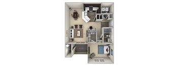 812 Square-Feet The Dogwood Broadlands 1 bedroom 1 bath furnished floor plan at Broadlands, Ashburn, VA