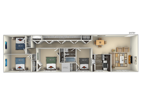 1175 Square-Feet 4 bedroom 1andhalf unfurnished floor plan at Dulles Glen, Virginia