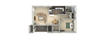 900 Square-Feet 1 Bedroom 1 Bath Floor Plan at Middletown Valley, Maryland, 21769
