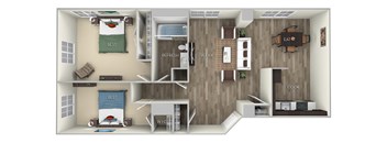 Adams 2 Bedroom 1 Bath Floor Plan at Columbia Uptown, Washington, DC, 20009