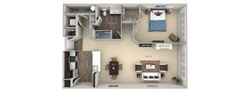 Bristol Kensington Place 1 bedroom 1 bath furnished floor plan apartment in Woodbridge VA at Kensington Place, Virginia