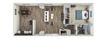 1 Bedroom 1 Bath Floor Plan at Columbia Uptown, Washington