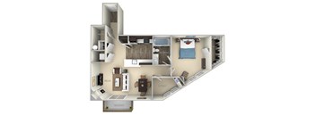 Cambridge Kensington Place 1 bedroom 1 bath furnished floor plan apartment in Woodbridge VA at Kensington Place, Woodbridge, VA, 22191