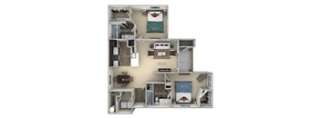 Cardinal Kensington Place 2 bedrooms 2 baths furnished floor plan apartment in Woodbridge VA at Kensington Place, Woodbridge, VA, 22191
