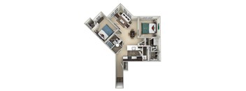 Cavalier Kensington Place 2 bedrooms 2 baths furnished floor plan apartment in Woodbridge VA at Kensington Place, Virginia, 22191