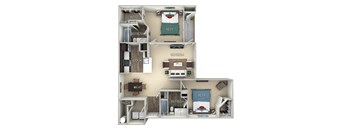 Colonial Kensington Place 2 bedrooms 2 baths furnished floor plan apartment in Woodbridge VA at Kensington Place, Virginia