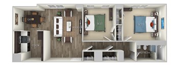 Douglas 2 Bedroom 1 Bath Floor Plan at Columbia Uptown, Washington