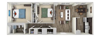 Ellington 2 Bedroom 1 Bath Floor Plan at Columbia Uptown, Washington, 20009