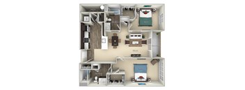 Harvard Kensington Place 2 bedrooms 2 baths furnished floor plan apartment in Woodbridge VA at Kensington Place, Virginia, 22191