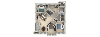 Hoya Kensington Place 2 bedrooms 2 baths furnished floor plan apartment in Woodbridge VA at Kensington Place, Woodbridge, 22191