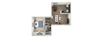 1 Bed 1 Bath Floor Plan at Columbia Uptown, Washington
