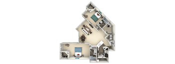 Monarch Kensington Place 2 bedrooms 2 baths furnished floor plan apartment A at Kensington Place, Woodbridge, Virginia