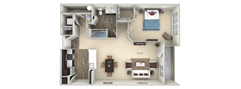 Oxford Kensington Place A 1 bedroom 1 bath furnished floor plan apartment at Kensington Place, Woodbridge, VA, 22191