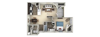 Patriot Kensington Place 1 bedroom 1 bath furnished floor plan apartment  A at Kensington Place, Woodbridge, 22191