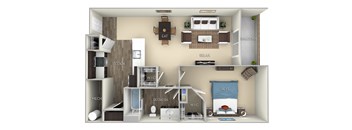 Patterson Kensington Place 1 bedroom 1 bath furnished floor plan apartment C at Kensington Place, Woodbridge