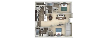 Porter Kensington Place 2 bedrooms 2 baths furnished floor plan apartment at Kensington Place, Virginia, 22191