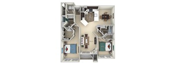 Terrapin Kensington Place 2 bedrooms 2 baths furnished floor plan apartment in Woodbridge VA at Kensington Place, Woodbridge, VA, 22191