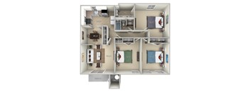 Berkley Fairfax Square 2 bedroom 1 bath furnished floor plan apartment in Fairfax VA at Fairfax Square, Fairfax