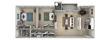 Fairfax Fairfax Square 2 bedroom 1 bath furnished floor plan apartment in Fairfax VA at Fairfax Square, Virginia, 22031