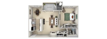 Mason Fairfax Square 1 bedroom 1 bath furnished floor plan apartment in Fairfax VA at Fairfax Square, Virginia