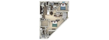 Woodley Kensington Place 2 bedrooms 2 baths furnished floor plan apartment in Woodbridge VA at Kensington Place, Virginia, 22191
