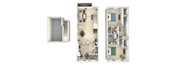 1480 SF Boca Grande furnished 2 Bed 2.5 Bath Floor Plan at Northlake Park, Orlando