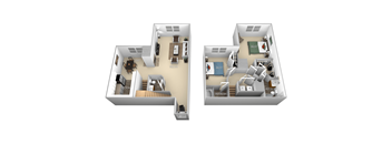 Garfield Barrington Park 2 bedroom 2 and a half baths floor plan apartment at Barrington Park, Manassas