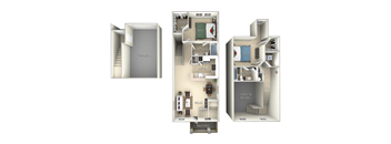 1415 Square-Feet Glades furnished 2 Bed 2 Bath Floor Plan at Northlake Park, Orlando, FL, 32827
