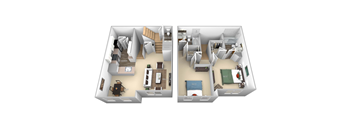 Grant Barrington Park 2 bedroom 2 and a half baths floor plan apartment at Barrington Park, Manassas, Virginia