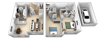 Grant Barrington Park 2 bedroom 2 and a half baths floor plan apartment at Barrington Park, Manassas, Virginia