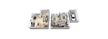 Hayes Barrington Park 2 bedroom 2 and a half baths floor plan apartment at Barrington Park, Manassas, Virginia