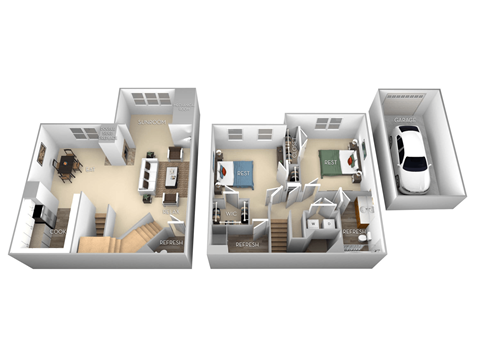 Hayes Barrington Park 2 bedroom 2 and a half baths floor plan apartment at Barrington Park, Manassas, Virginia