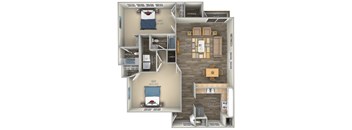 1200 Square Feet Furnished 2 Bedroom Floor Plan Unit at Hunter's Ridge Apartments in Fayetteville, NC